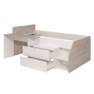 Lit Combiné avec Bureau Milky Blanc - Bois manufacturé - 203 x 90 x 134 cm