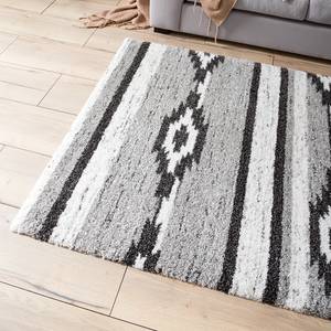 Tapis à poils longs Glonn Fibres synthétiques - Anthracite / Blanc