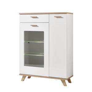 Hoge commode Neston supermat wit/San Remo eikenhouten look