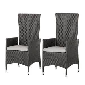 Chaises Paradise Lounge VI (lot de 2) Lot de 2 - Dossier haut - Poly rotin - Gris