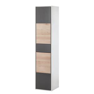 Hoge kast Bodo beukenhouten look/basaltkleurig/mat wit