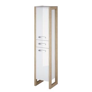 Armoire midi Kolind Blanc brillant / Imitation chêne de Sonoma