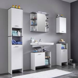 trendteam smart living armoire de toilet Blanc mat / Imitation chêne gris cendré