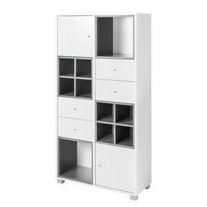 Armoire haute Santo I Blanc / Basalte / Argile - Blanc / Basalte / Argile