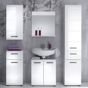 Colonne de salle de bain Storm II 2 portes - Blanc avec applications en noir - Blanc brillant / Blanc