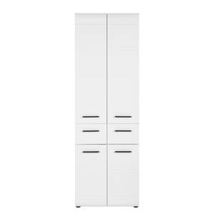 Armoire haute Storm 4 portes - Blanc / Eléments noirs