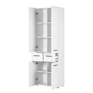 Armoire haute Storm 4 portes - Blanc / Eléments noirs