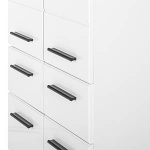 Armoire haute Storm 4 portes - Blanc / Eléments noirs