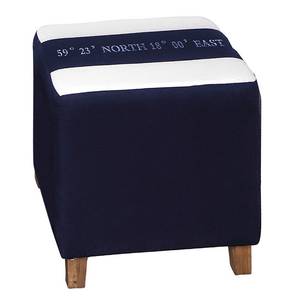 Tabouret Navua II Tissu / Paulownia massif - Bleu marine / Blanc