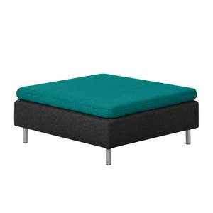 Hocker Cromwell geweven stof - Petrolblauw/zwart