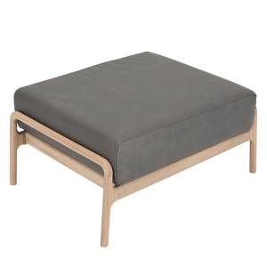 Hocker Fleek Echtleder / Eiche massiv - Grau