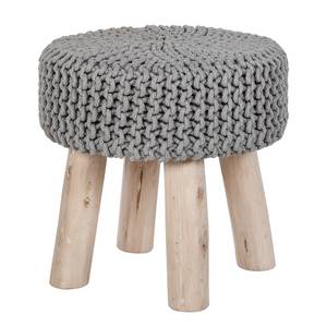 Hocker Macau Eucalyptus massiv / Baumwollstoff