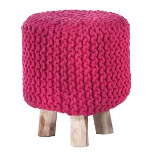 Tabouret Pericoe Eucalyptus massif / Coton - Framboise