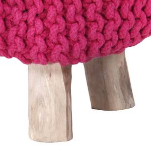 Tabouret Pericoe Eucalyptus massif / Coton - Framboise