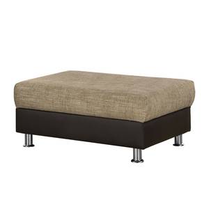 Hocker Rebeka structuurstof/kunstleer - Donkerbruin/beige