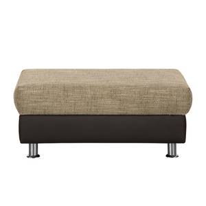 Hocker Rebeka structuurstof/kunstleer - Donkerbruin/beige