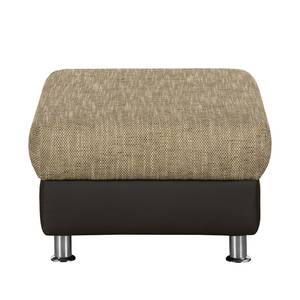 Hocker Rebeka structuurstof/kunstleer - Donkerbruin/beige