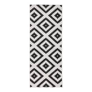 Tapis de couloir Malta Fibres synthétiques - Crème / Noir - 80 x 350 cm