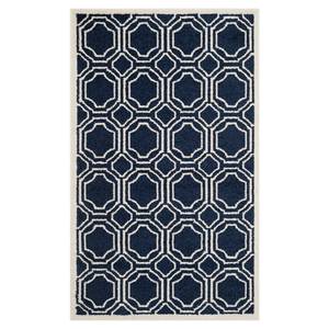 Tapis intérieur/extérieur Ferrat Bleu marine / Crème - 91 x 152 cm - 90 x 150 cm