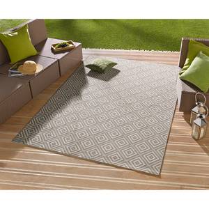 Tapis intérieur/extérieur Karo Fibre synthétique - Gris - 80 x 150 cm