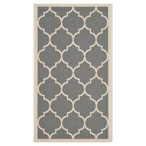 Tapis intérieur / extérieur Monaco Anthracite / Beige - 90 x 150 cm