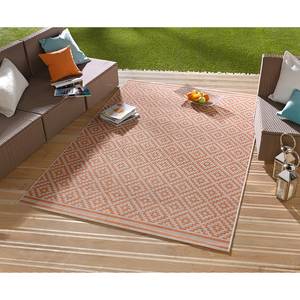 Tapis intérieur/extérieur Raute Fibre synthétique - Orange / Blanc crème - 80 x 150 cm