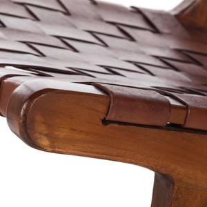 Sedia BOURBOURG Vera pelle / Teak massello - Marrone / Teak