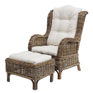 Oorfauteuil Borrado rotan - wit/bruin