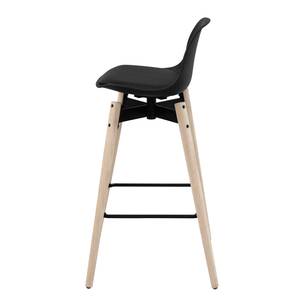 Chaise de bar Valö Chêne massif / Matière plastique / Imitation cuir - Noir