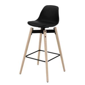 Chaise de bar Valö Chêne massif / Matière plastique / Imitation cuir - Noir