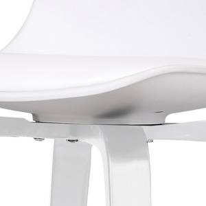 Chaises de bar Vallvik II (lot de 2) Imitation cuir / Chêne massif - Blanc