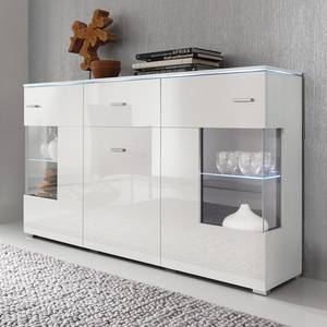 Jolly Sideboard Weiß Hochglanz - Ausgefallene Eckverglasung