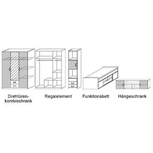 Jugendzimmer-Kombination Torben Weiß/Print Nordsee Dekor