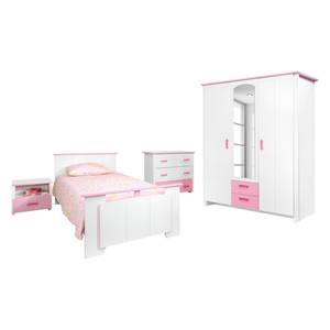 Set de chambre Biotiful 4 éléments - blanc et rose