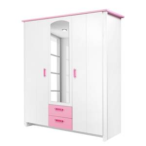 Jugendzimmer-Set Biotiful (4-teilig) Bett, Kleiderschrank, Kommode und Nachtisch - Dekor weiß/rosa