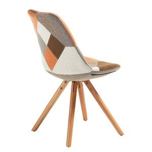 Chaises capitonnées Poitiers (lot de 4) massief beukenhout - Blanc / Orange