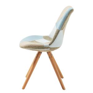 Chaises capitonnées Poitiers (lot de 4) massief beukenhout - Blanc / Bleu