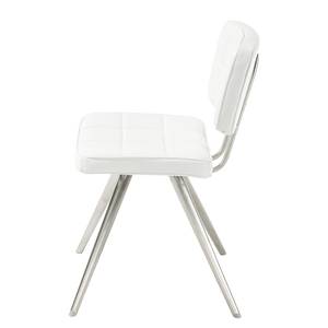 Lot de 2 chaises capitonnées Mimizan II Imitation cuir - Blanc / Acier inoxydable