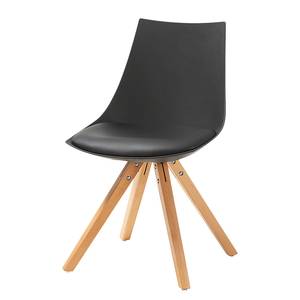 Eetkamerstoelen Privas ( 4-delige set) kunststof - Zwart/beukenhoutkleurig