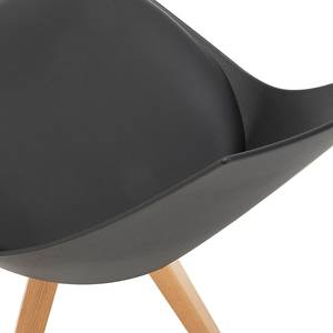 Eetkamerstoelen Privas ( 4-delige set) kunststof - Zwart/beukenhoutkleurig