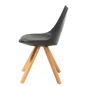 Eetkamerstoelen Privas ( 4-delige set) kunststof - Zwart/beukenhoutkleurig