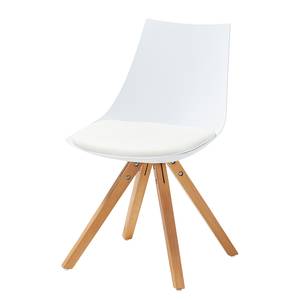 Eetkamerstoelen Privas ( 4-delige set) kunststof - Wit/beukenhout