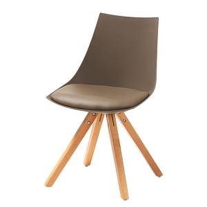 Eetkamerstoelen Privas ( 4-delige set) kunststof - Taupe/beukenhout