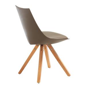 Eetkamerstoelen Privas ( 4-delige set) kunststof - Taupe/beukenhout