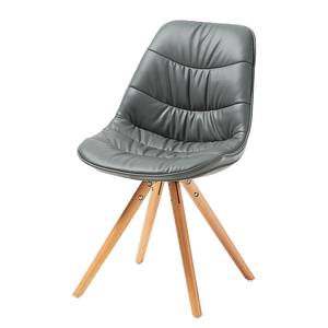 Gestoffeerde stoelen Piombino massief beukenhout/kunstleer - Grijs/beukenhoutkleurig