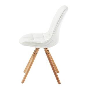 Gestoffeerde stoelen Piombino massief beukenhout/kunstleer - Wit/beukenhout