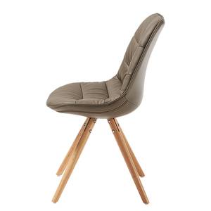 Chaises Piombino (lot de 4) Hêtre massif Imitation cuir - Beige / Hêtre naturel - Marron / Hêtre