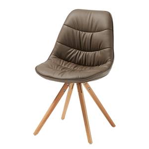 Chaises Piombino (lot de 4) Hêtre massif Imitation cuir - Beige / Hêtre naturel - Marron / Hêtre