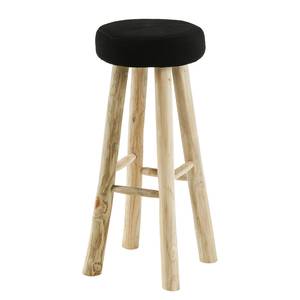 Tabouret de bar Abbeville Teck massif - Noir / Teck naturel