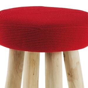 Tabouret de bar Abbeville Teck massif - Rouge / Teck naturel